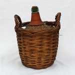島静代古道具『六本木ビストロ・シマ店内装飾　ワインボトル（かご付き）大』　アンティーク