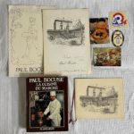 アンティーク　古道具　有名シェフ『ポール・ボキューズ料理書、サイン入りメニュー、絵葉書』六本木ビストロ・シマ　島静代　一点物
